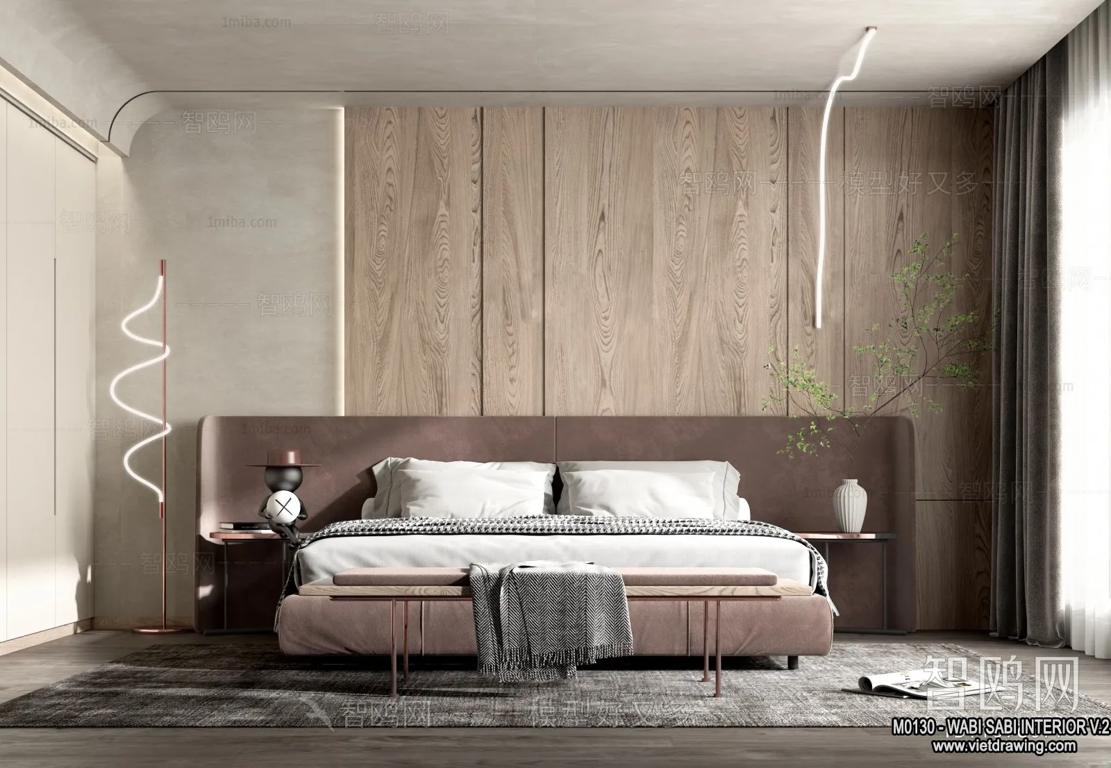 Bedroom 3D Interior Scene Model – Wabi Sabi Style – 040