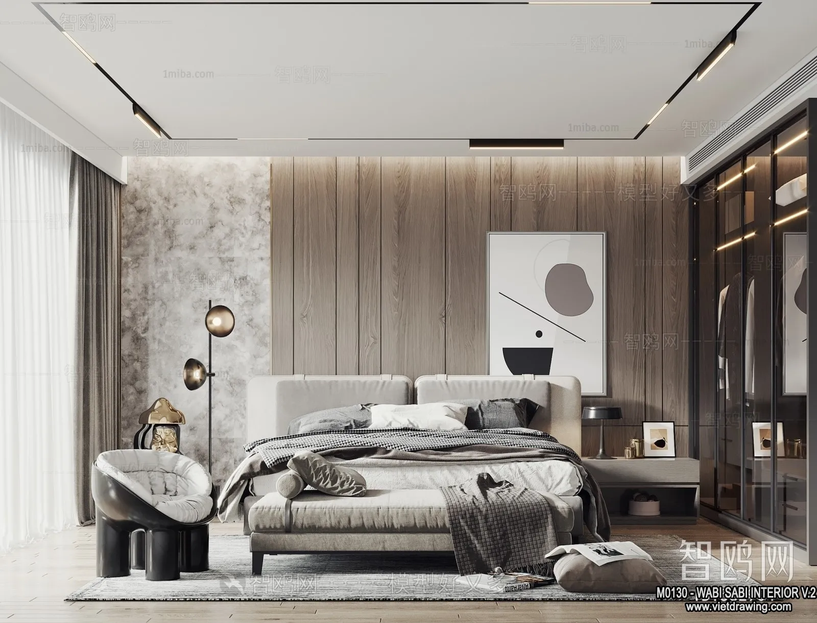 Bedroom 3D Interior Scene Model – Wabi Sabi Style – 041