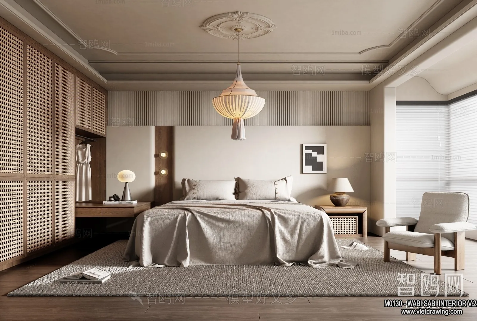 Bedroom 3D Interior Scene Model – Wabi Sabi Style – 042