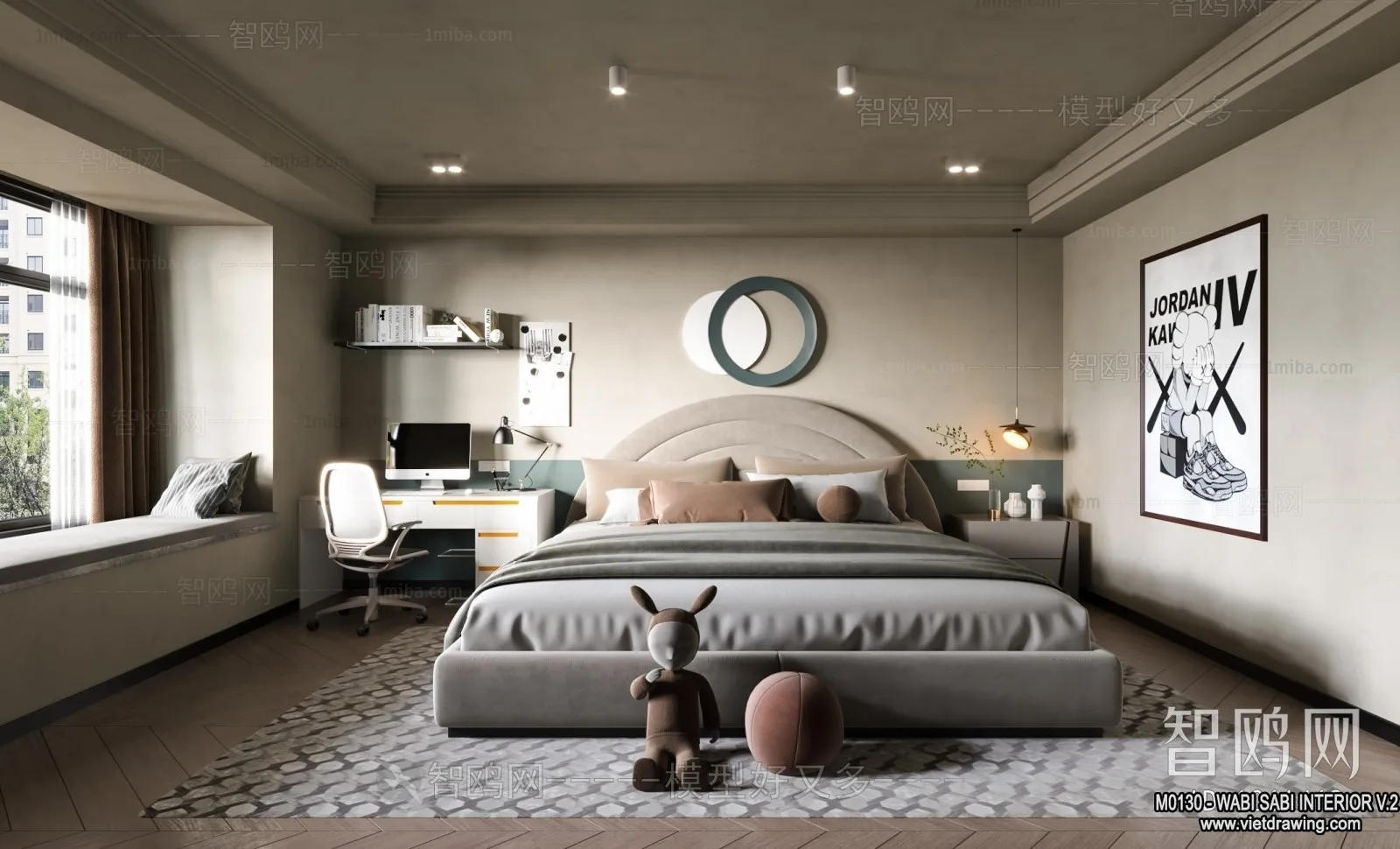 Bedroom 3D Interior Scene Model – Wabi Sabi Style – 045