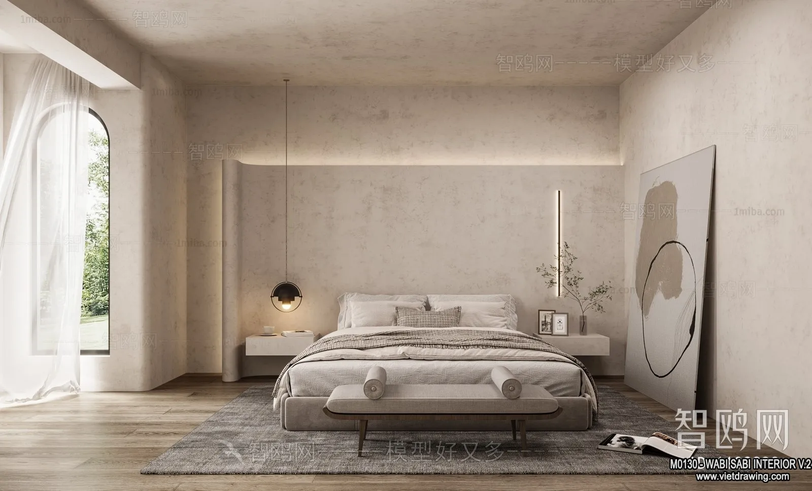 Bedroom 3D Interior Scene Model – Wabi Sabi Style – 047