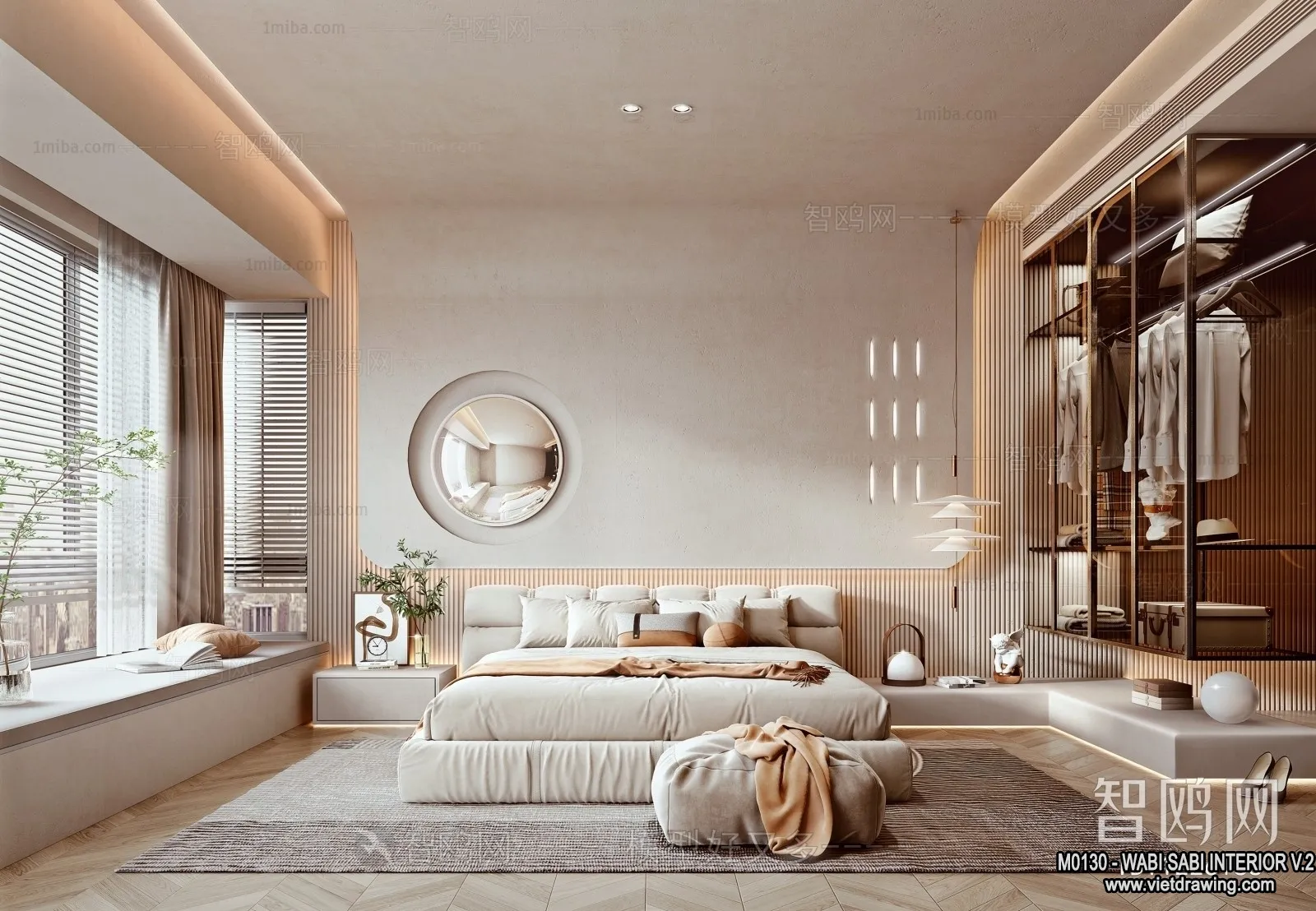 Bedroom 3D Interior Scene Model – Wabi Sabi Style – 051