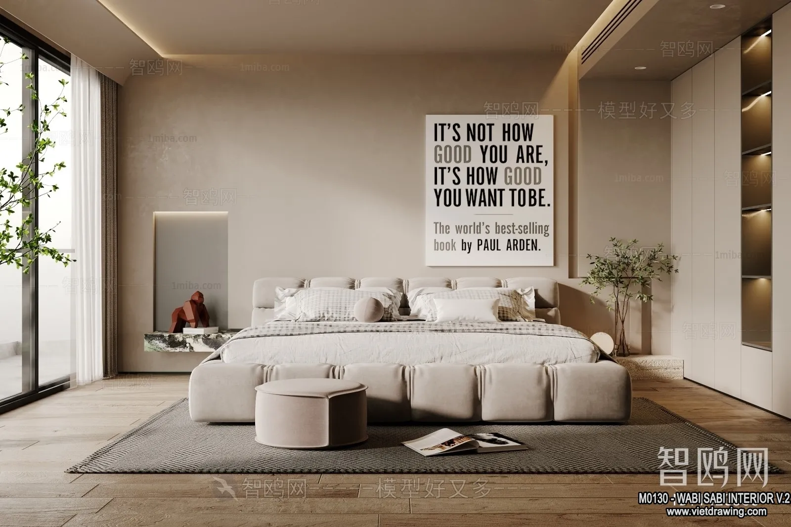 Bedroom 3D Interior Scene Model – Wabi Sabi Style – 057