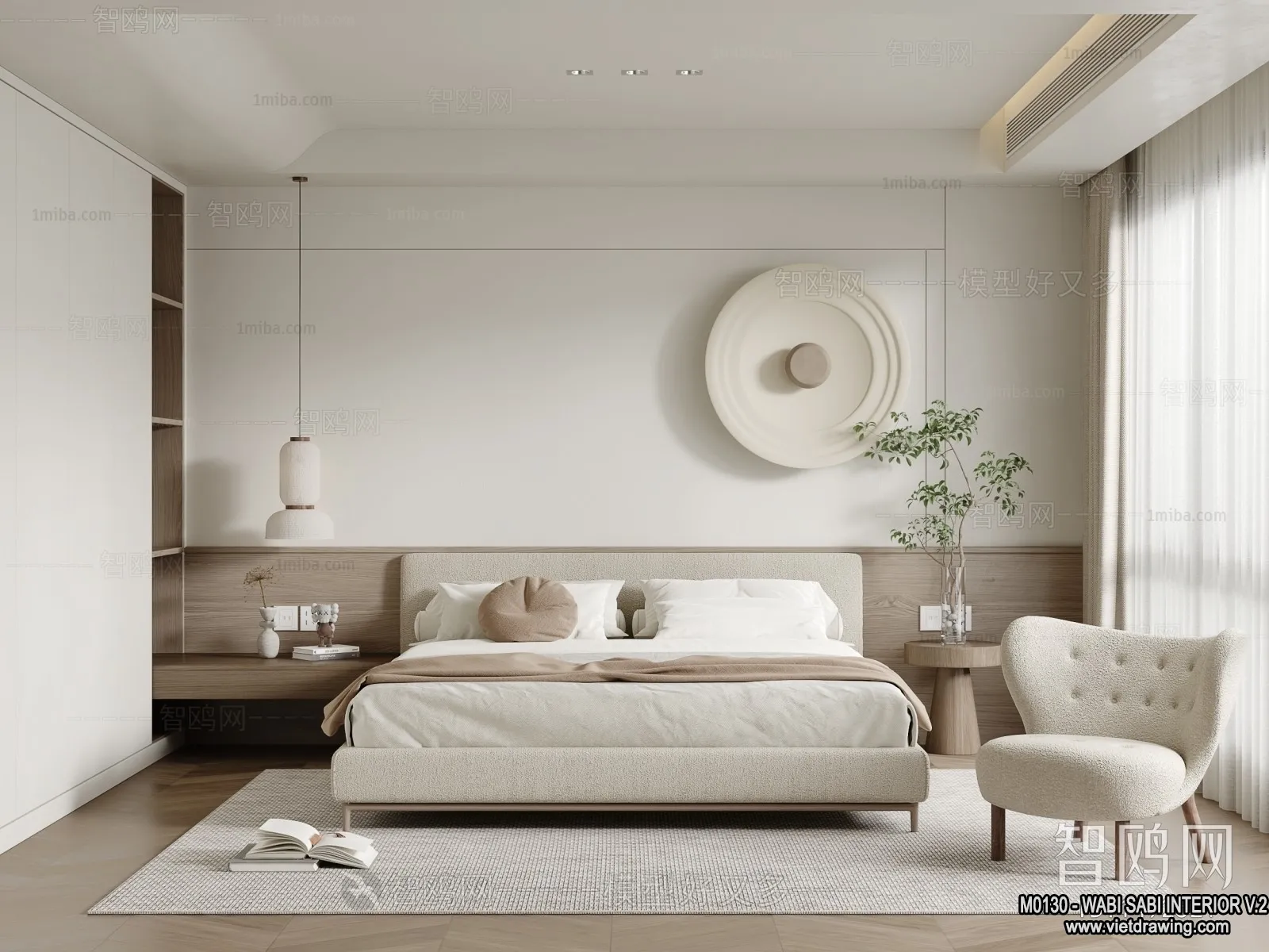 Bedroom 3D Interior Scene Model – Wabi Sabi Style – 060