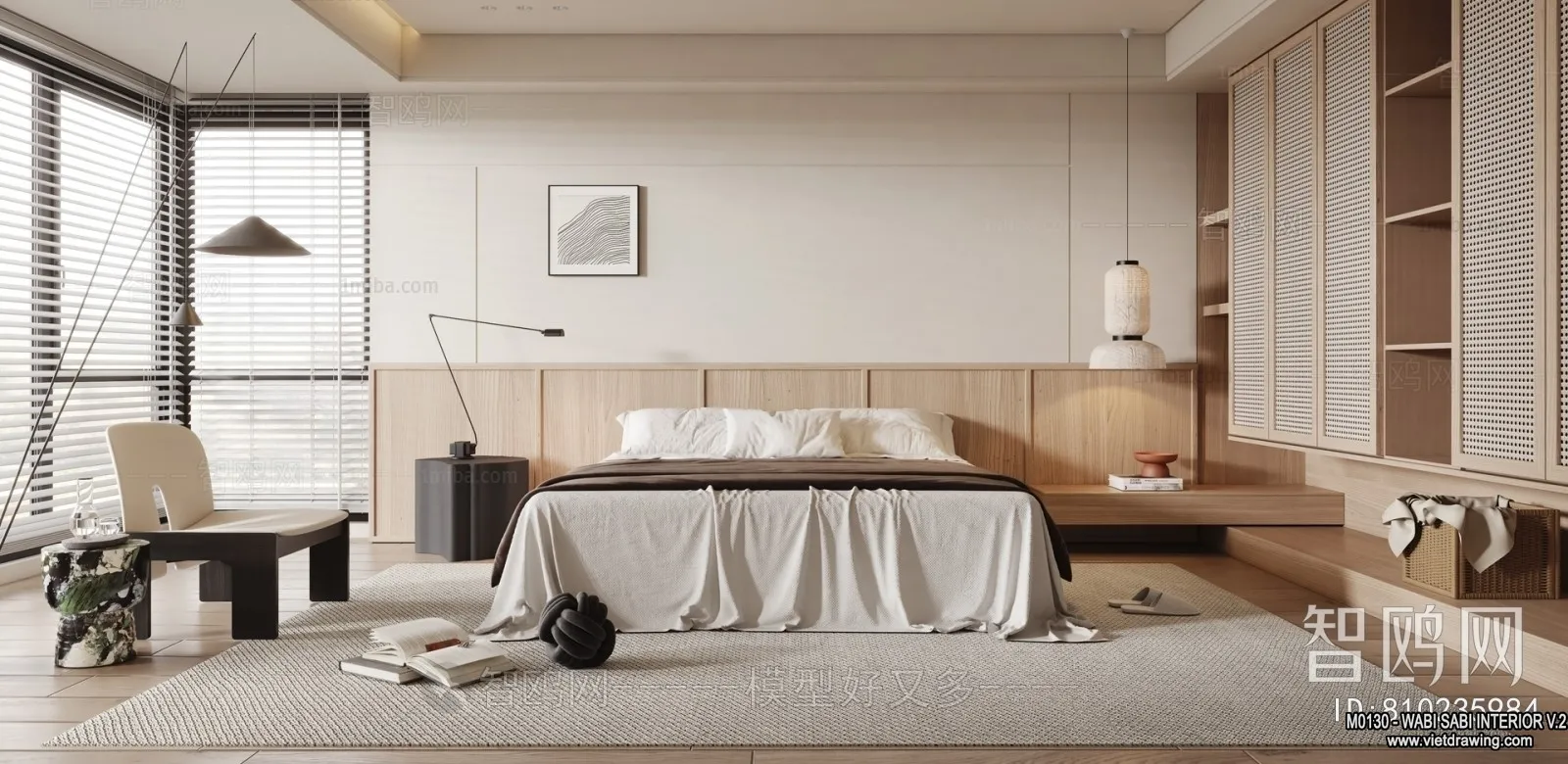 Bedroom 3D Interior Scene Model – Wabi Sabi Style – 061