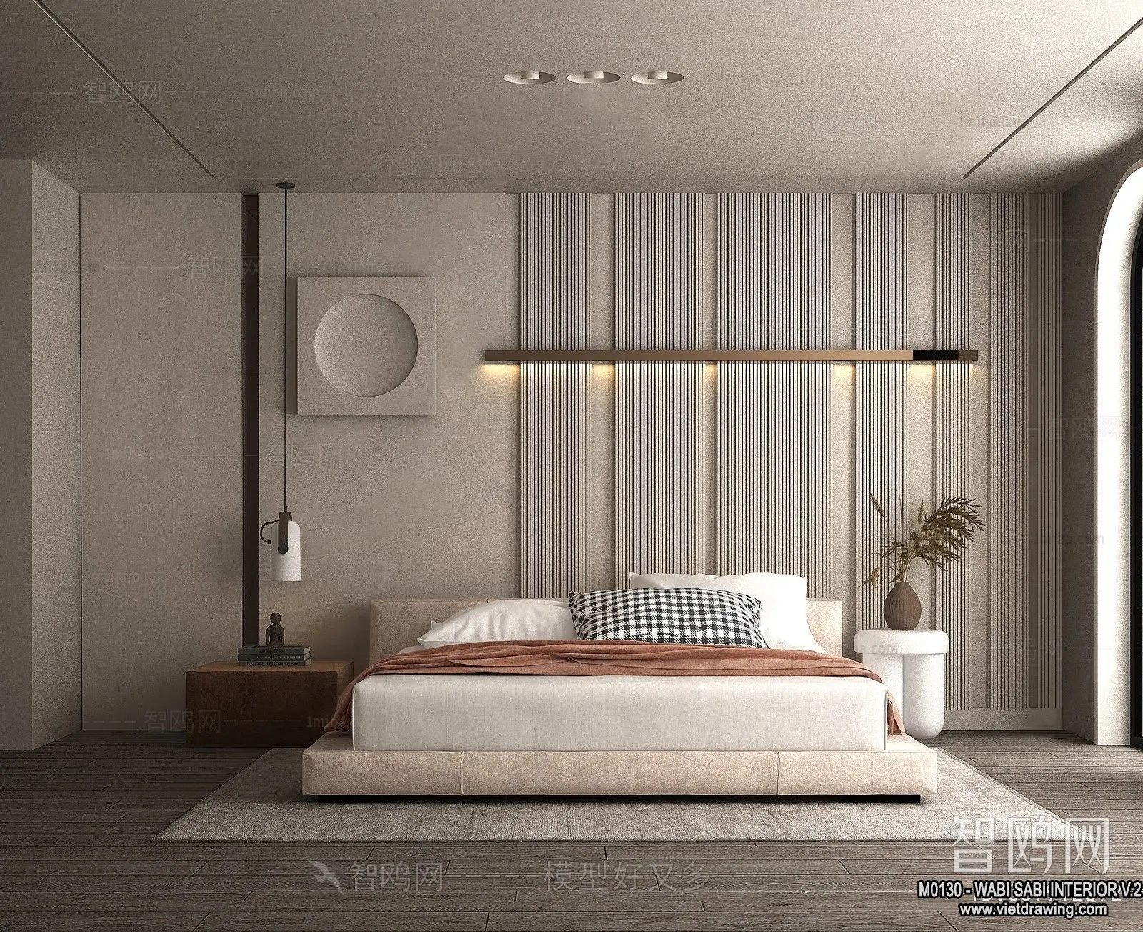 Bedroom 3D Interior Scene Model – Wabi Sabi Style – 064