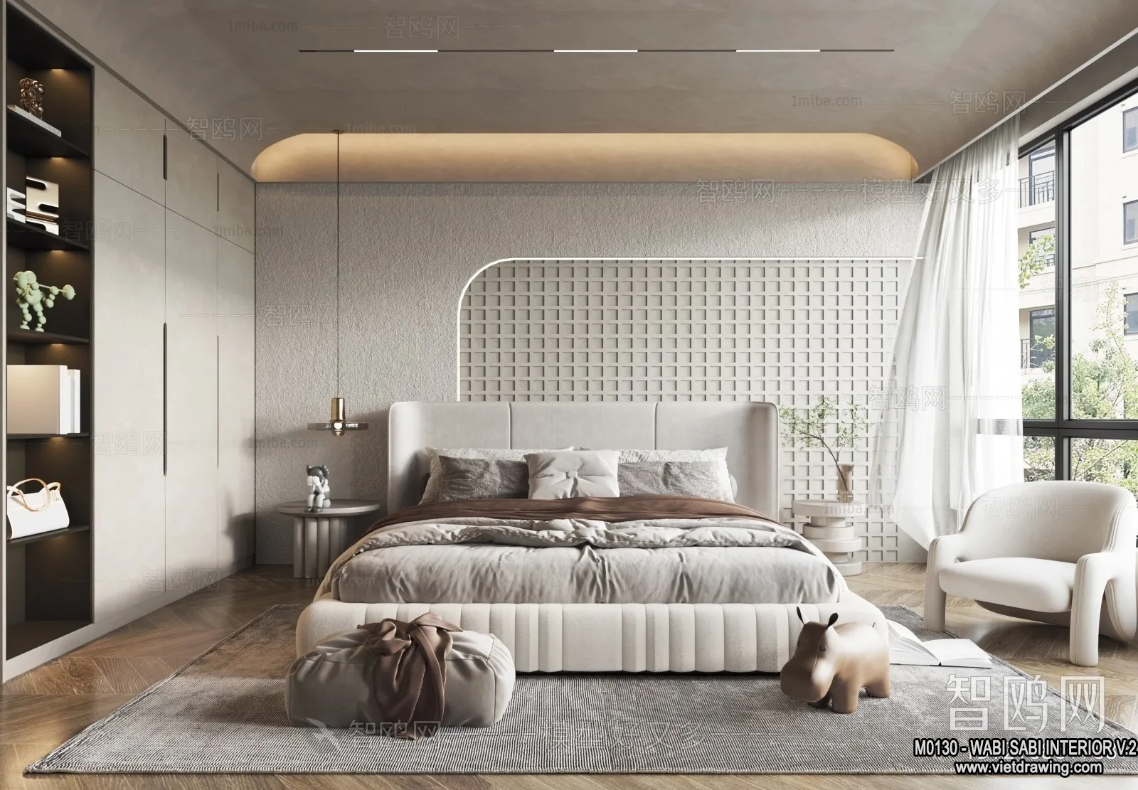 Bedroom 3D Interior Scene Model – Wabi Sabi Style – 065