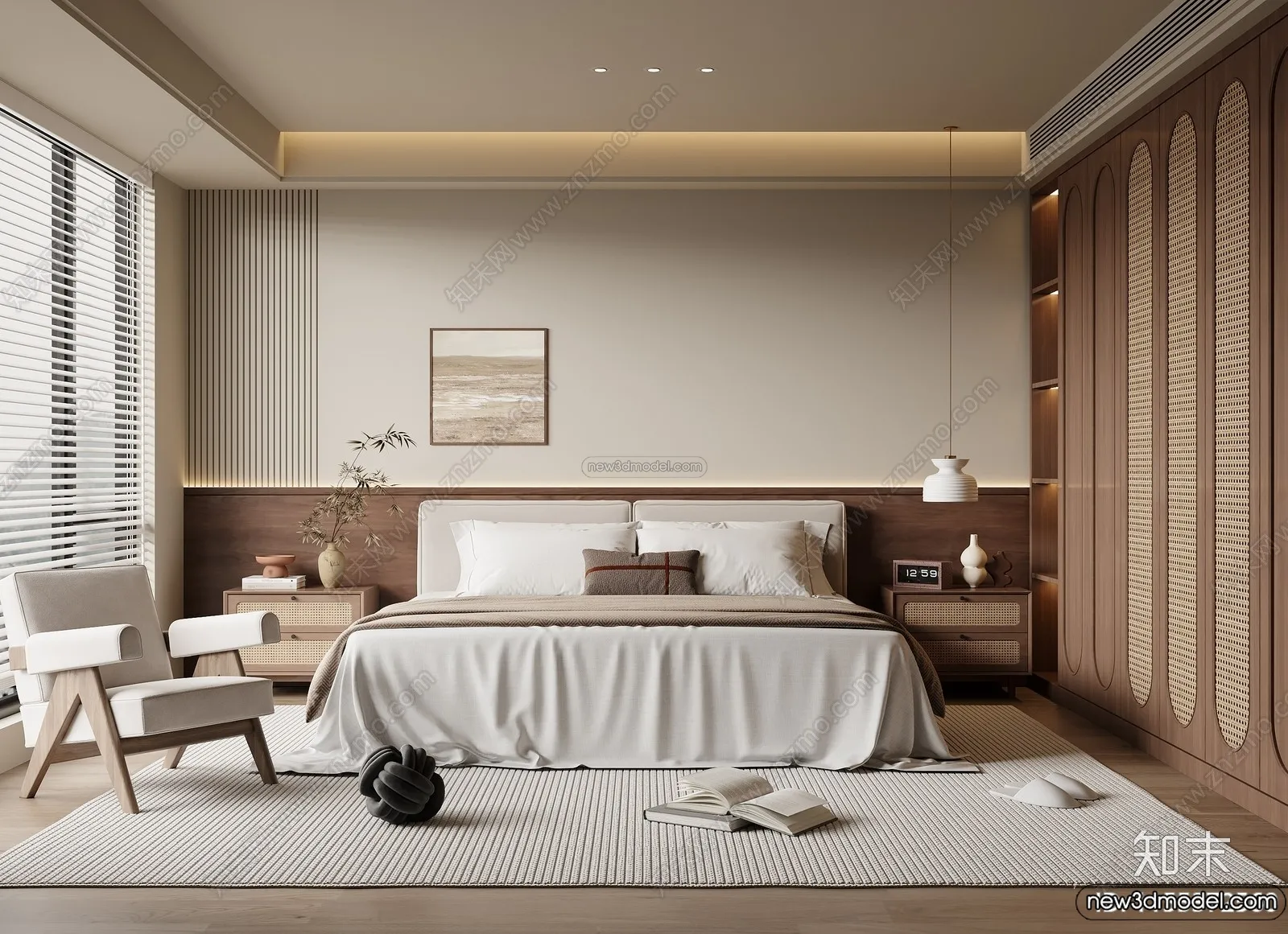 Bedroom 3D Interior Scene Model – Wabi Sabi Style – 071