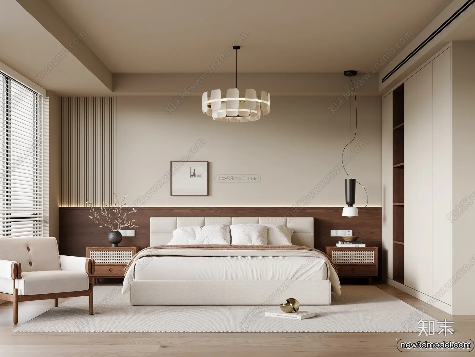 Bedroom 3D Interior Scene Model – Wabi Sabi Style – 074