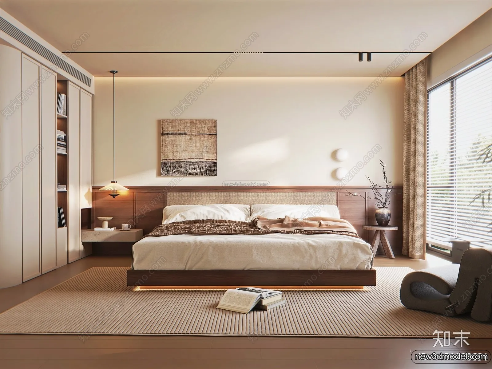 Bedroom 3D Interior Scene Model – Wabi Sabi Style – 075