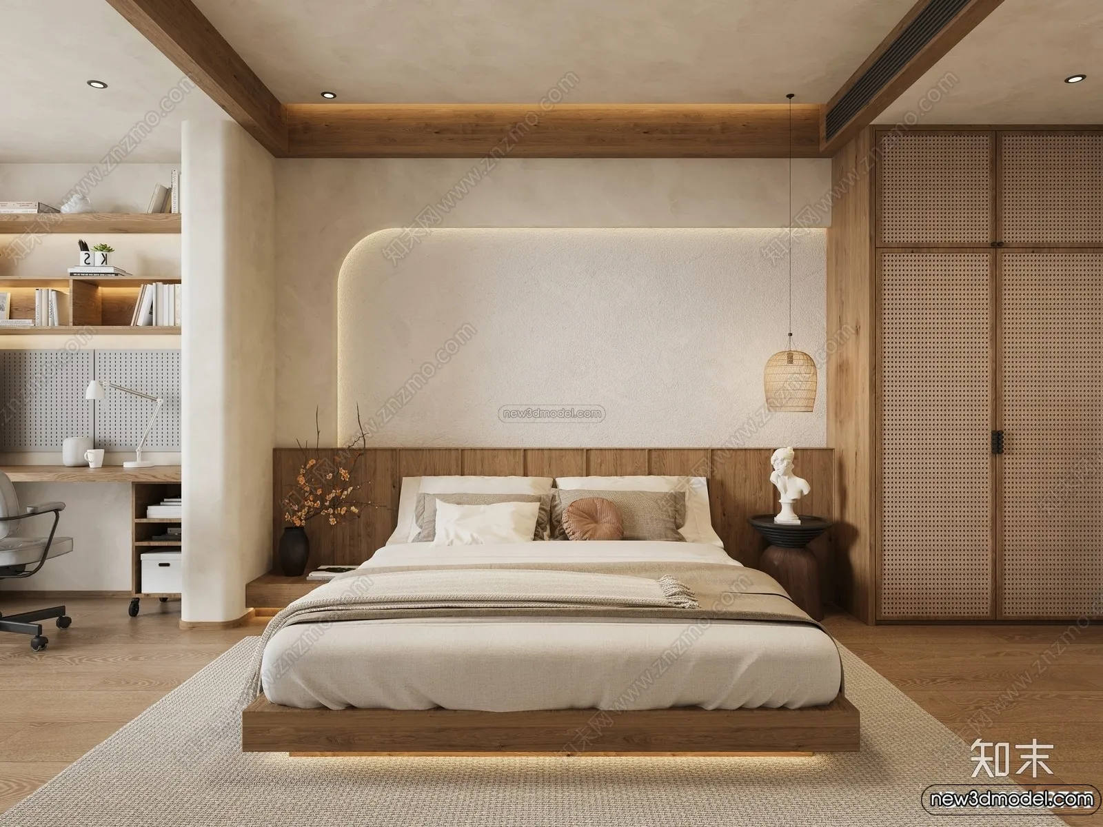 Bedroom 3D Interior Scene Model – Wabi Sabi Style – 079