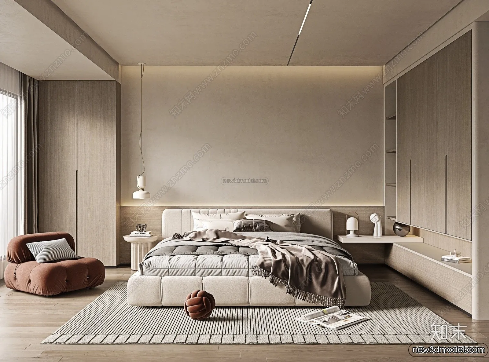 Bedroom 3D Interior Scene Model – Wabi Sabi Style – 083