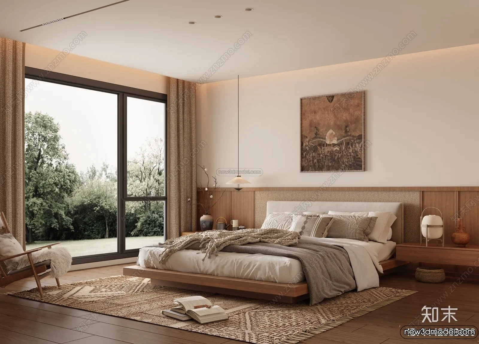 Bedroom 3D Interior Scene Model – Wabi Sabi Style – 084