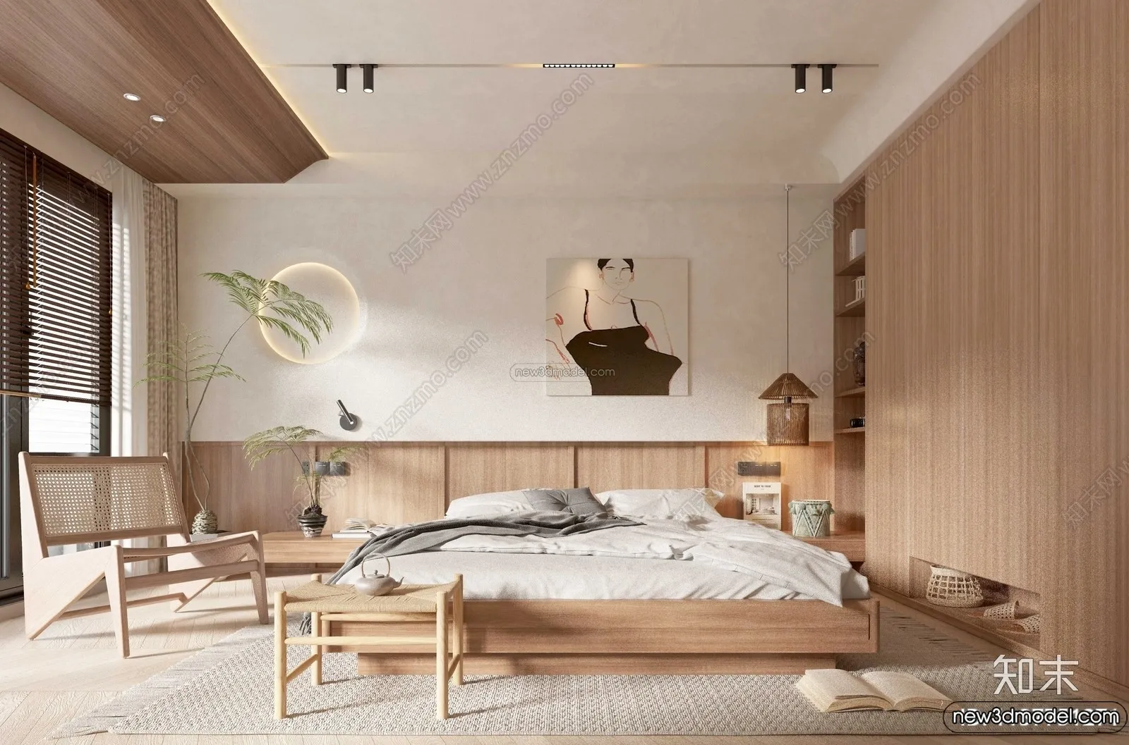 Bedroom 3D Interior Scene Model – Wabi Sabi Style – 086