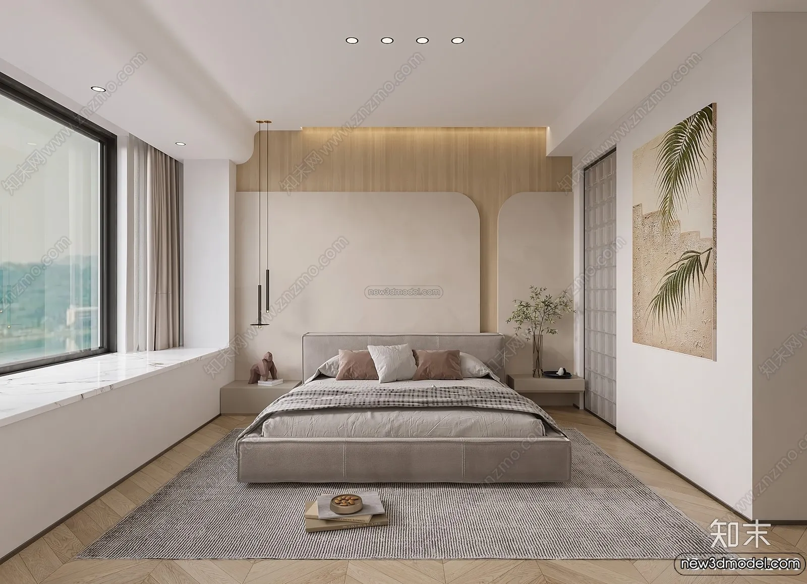 Bedroom 3D Interior Scene Model – Wabi Sabi Style – 087