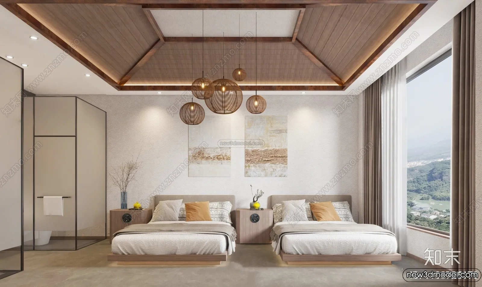 Bedroom 3D Interior Scene Model – Wabi Sabi Style – 089