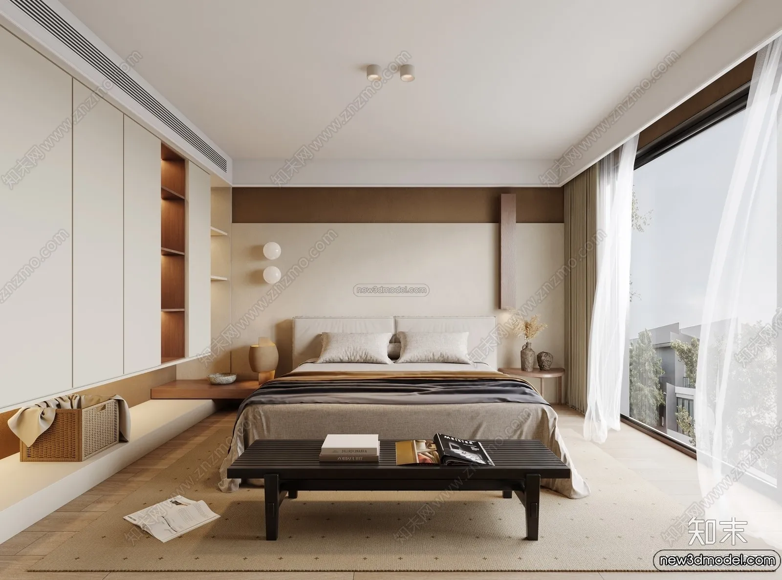 Bedroom 3D Interior Scene Model – Wabi Sabi Style – 090