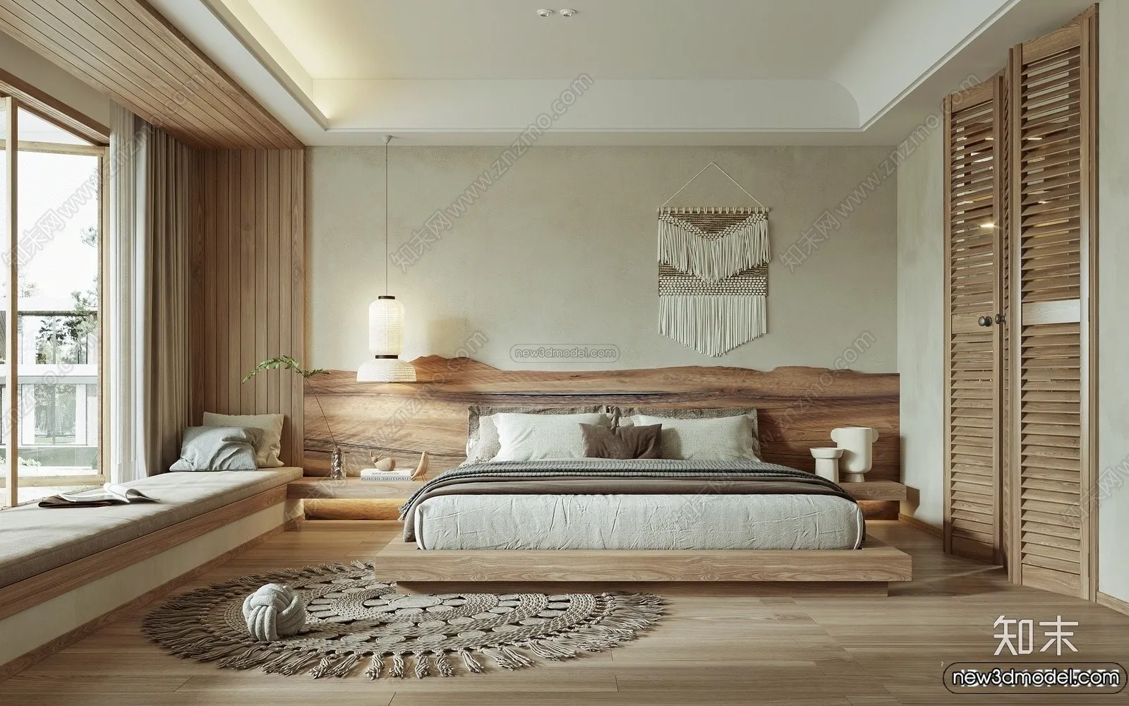 Bedroom 3D Interior Scene Model – Wabi Sabi Style – 091