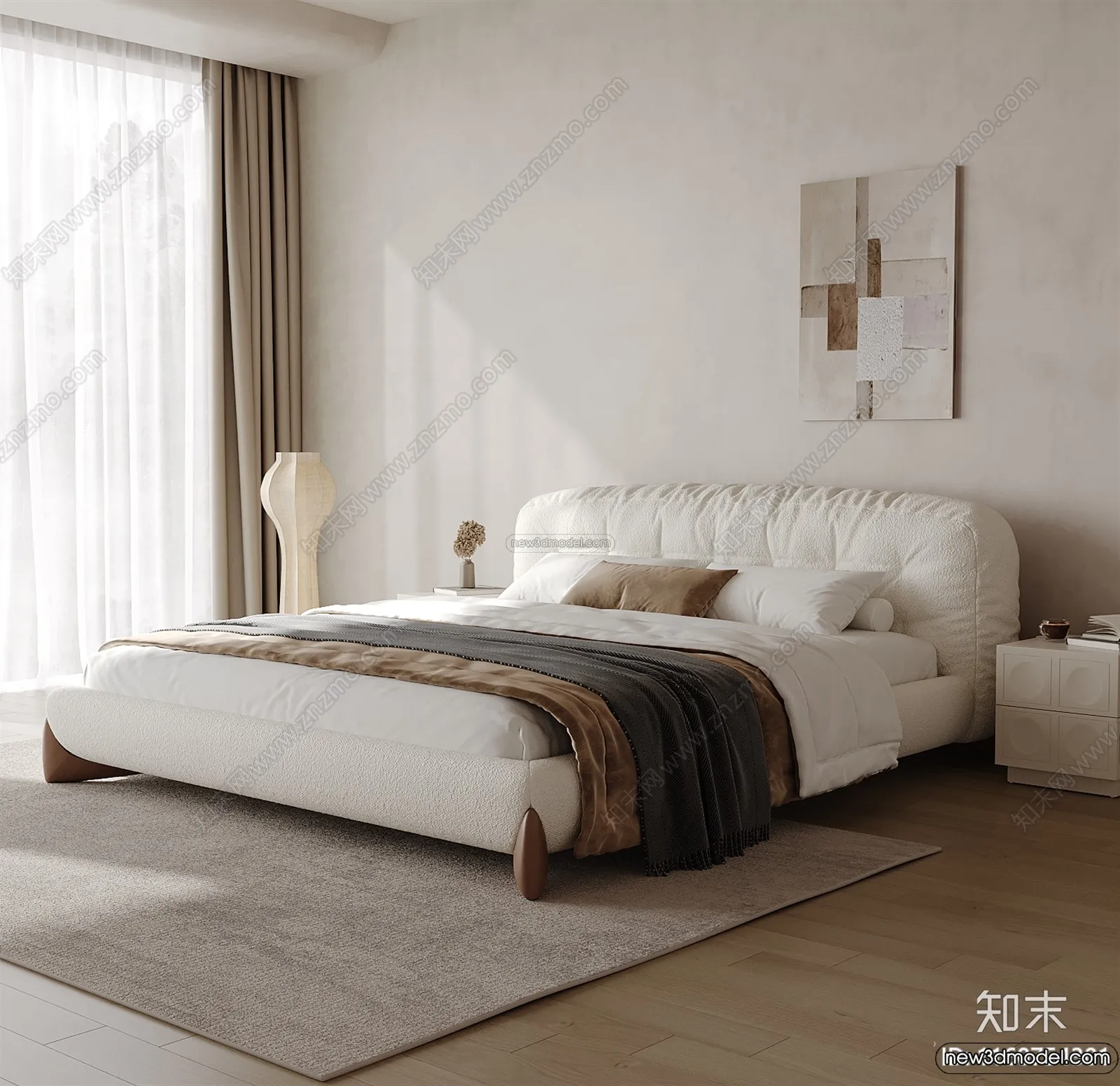 Bedroom 3D Interior Scene Model – Wabi Sabi Style – 092