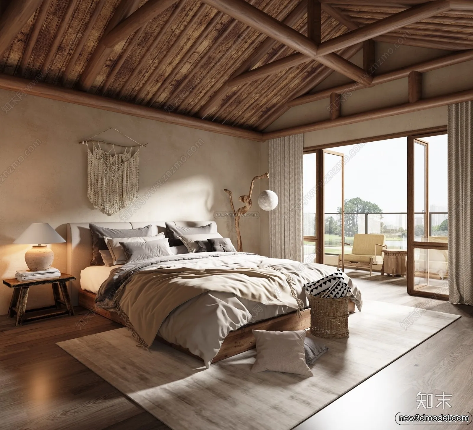 Bedroom 3D Interior Scene Model – Wabi Sabi Style – 094