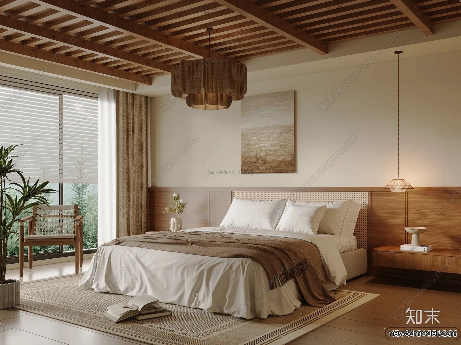 Bedroom 3D Interior Scene Model – Wabi Sabi Style – 095