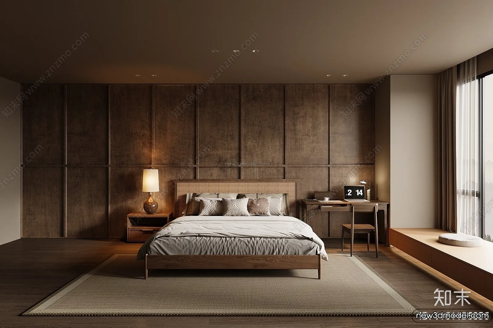 Bedroom 3D Interior Scene Model – Wabi Sabi Style – 098