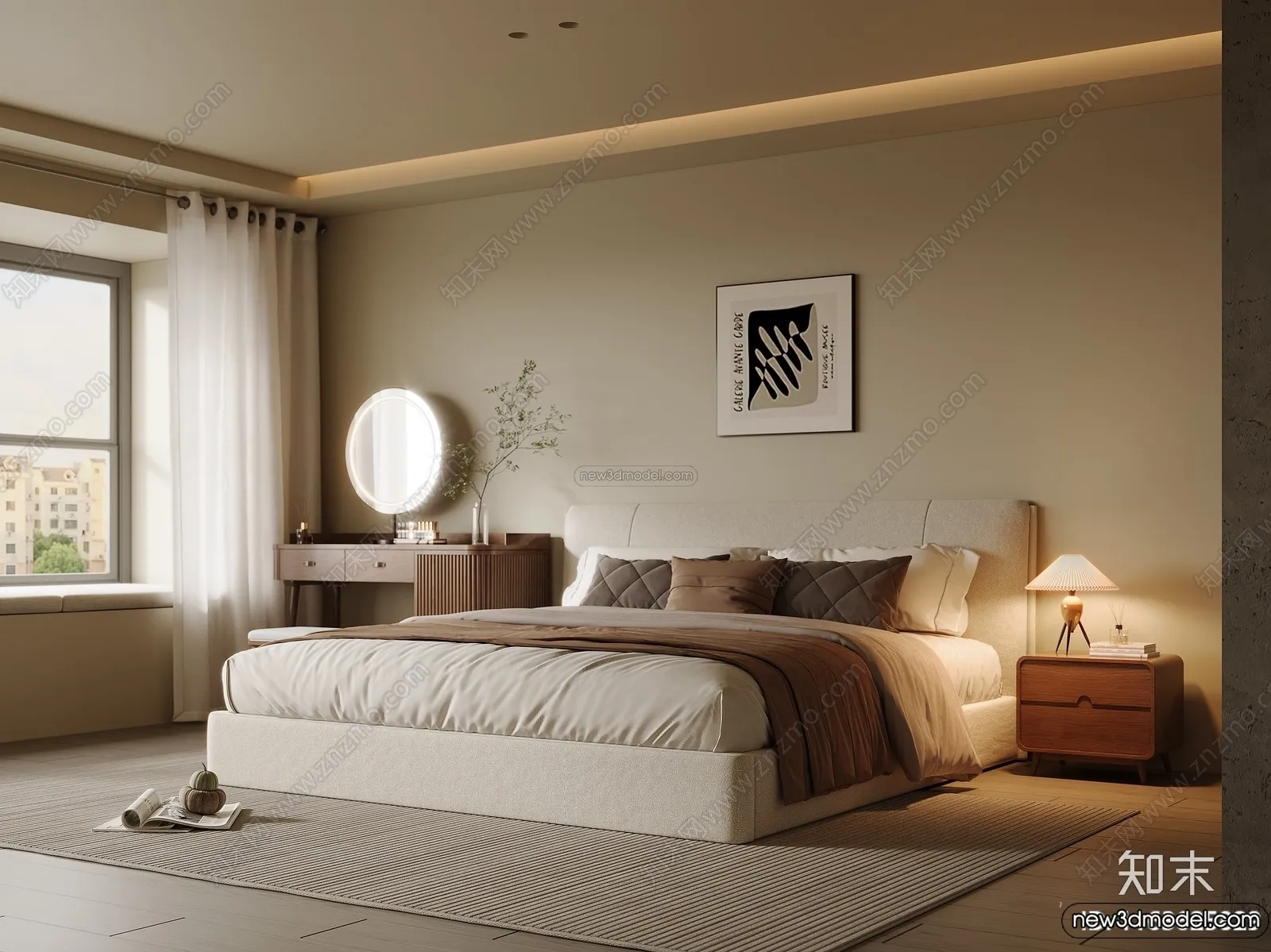 Bedroom 3D Interior Scene Model – Wabi Sabi Style – 099