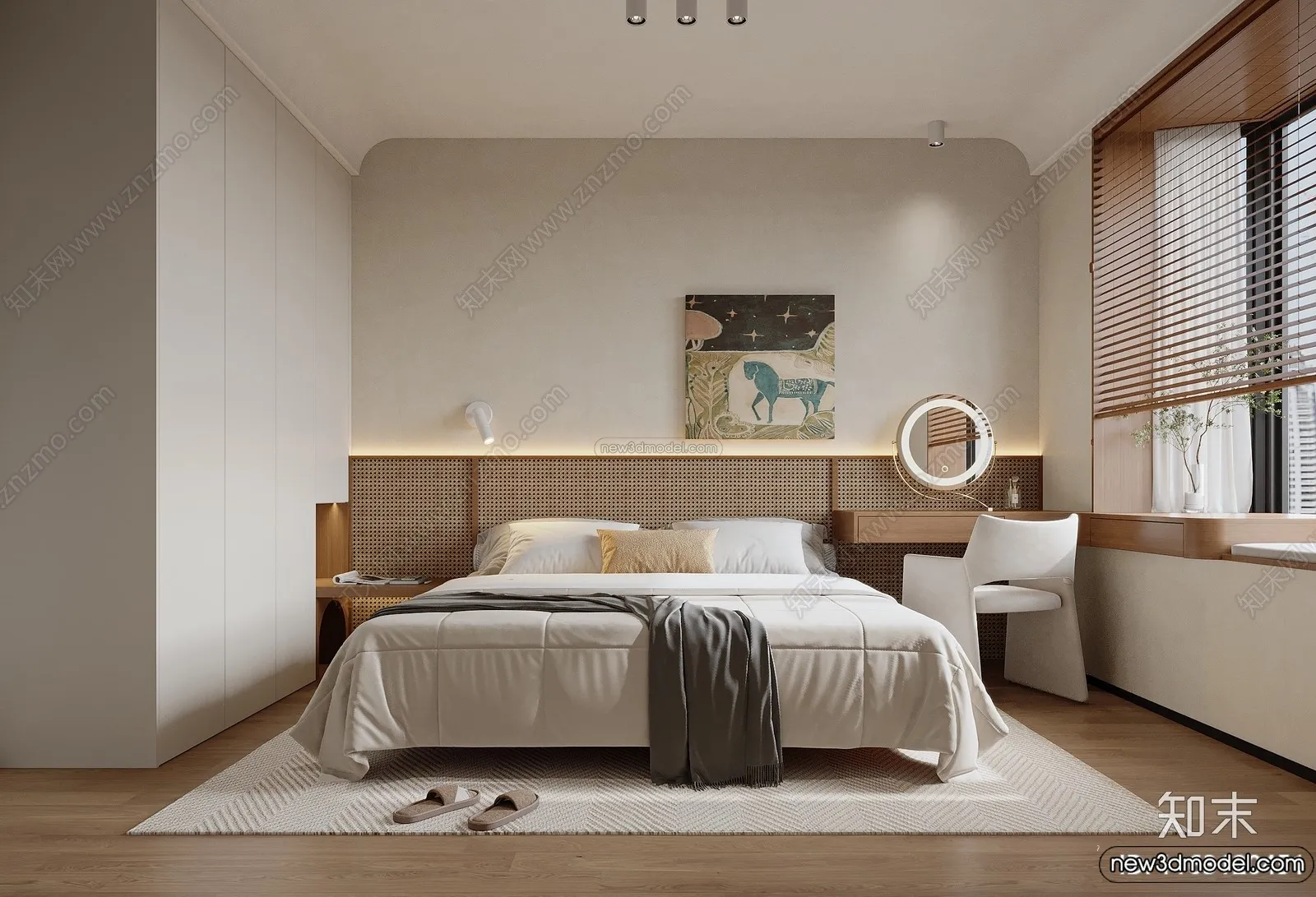 Bedroom 3D Interior Scene Model – Wabi Sabi Style – 102