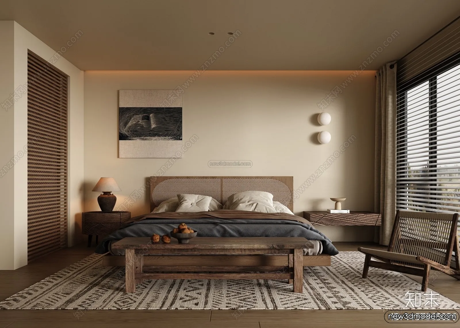 Bedroom 3D Interior Scene Model – Wabi Sabi Style – 103