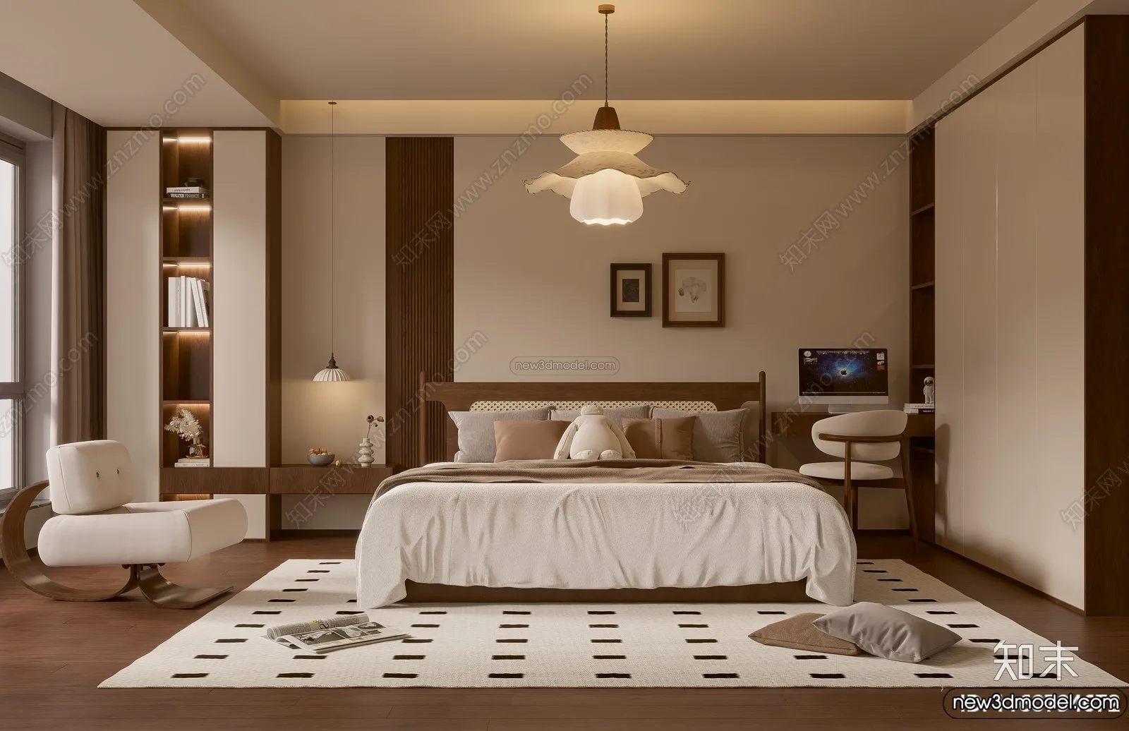 Bedroom 3D Interior Scene Model – Wabi Sabi Style – 104