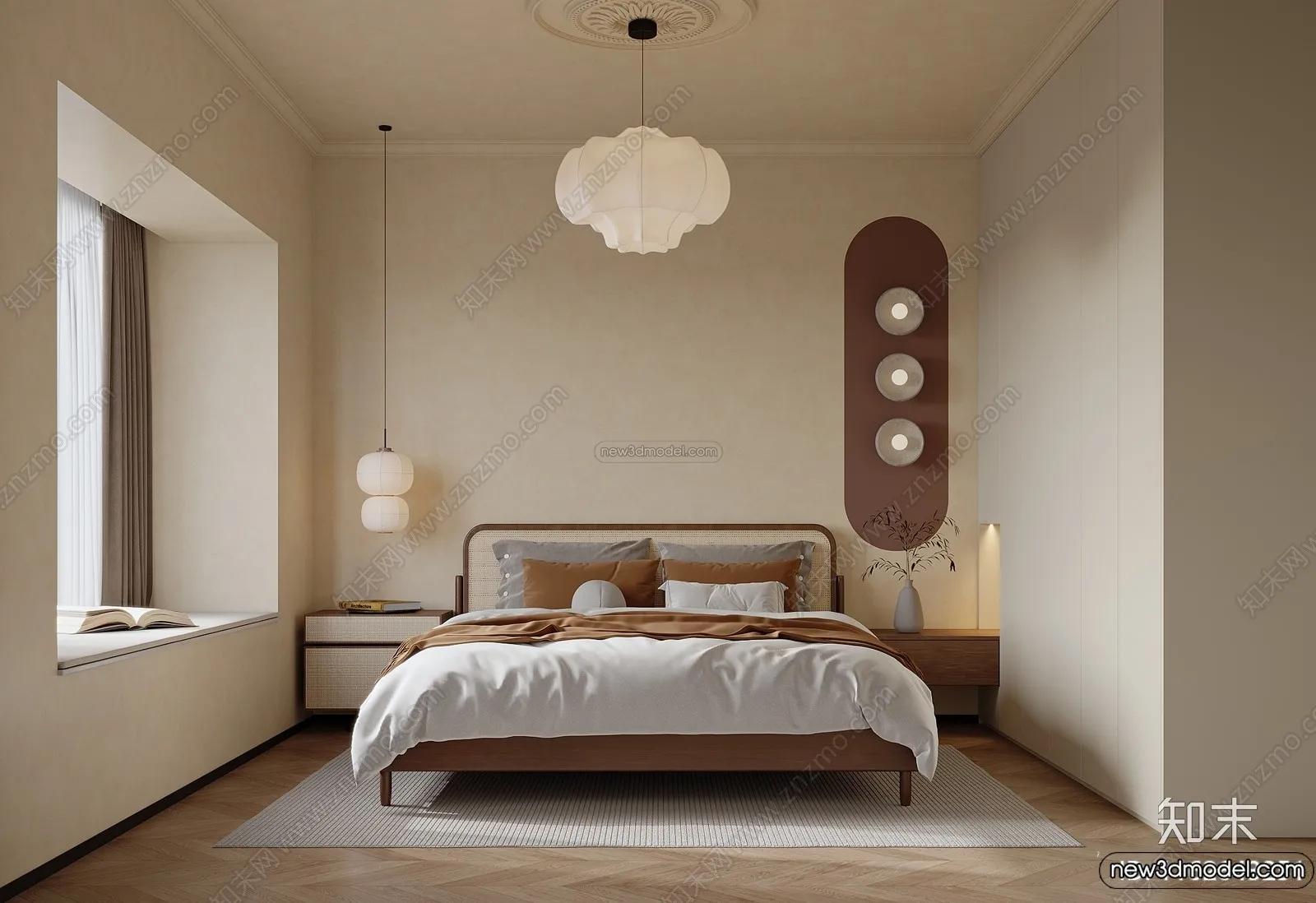 Bedroom 3D Interior Scene Model – Wabi Sabi Style – 106