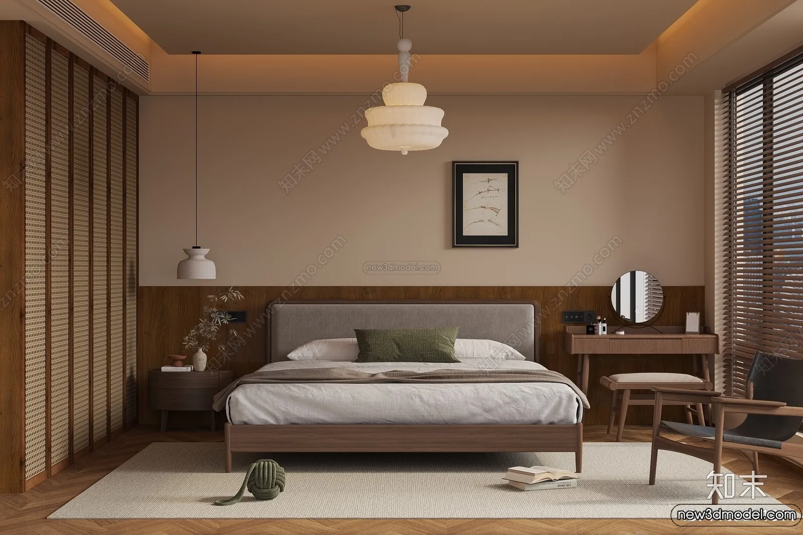 Bedroom 3D Interior Scene Model – Wabi Sabi Style – 108