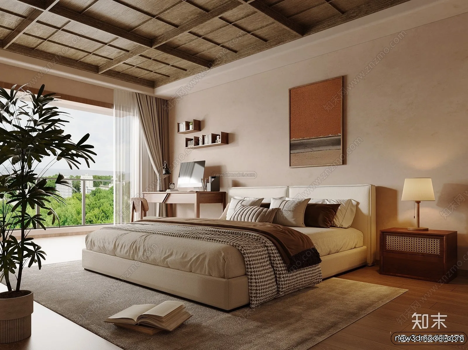 Bedroom 3D Interior Scene Model – Wabi Sabi Style – 110