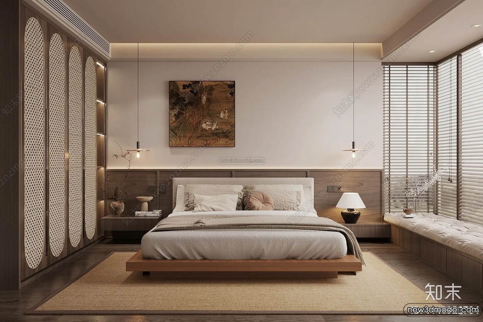 Bedroom 3D Interior Scene Model – Wabi Sabi Style – 113