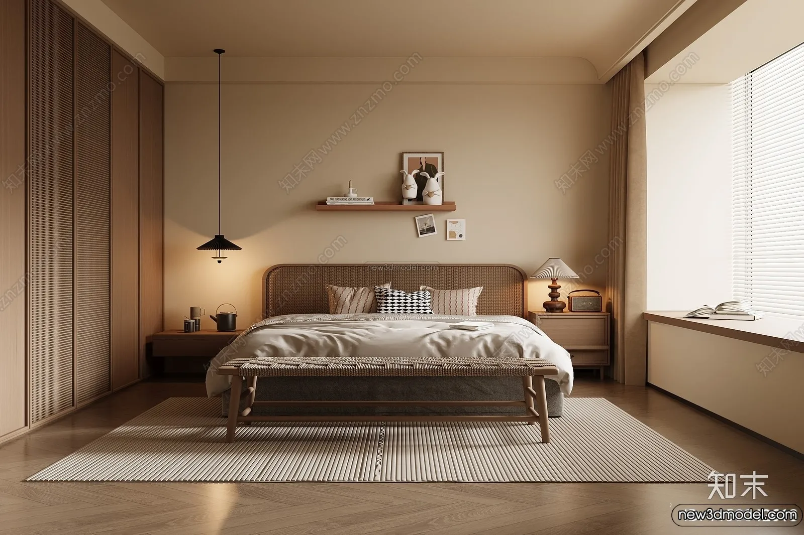 Bedroom 3D Interior Scene Model – Wabi Sabi Style – 117