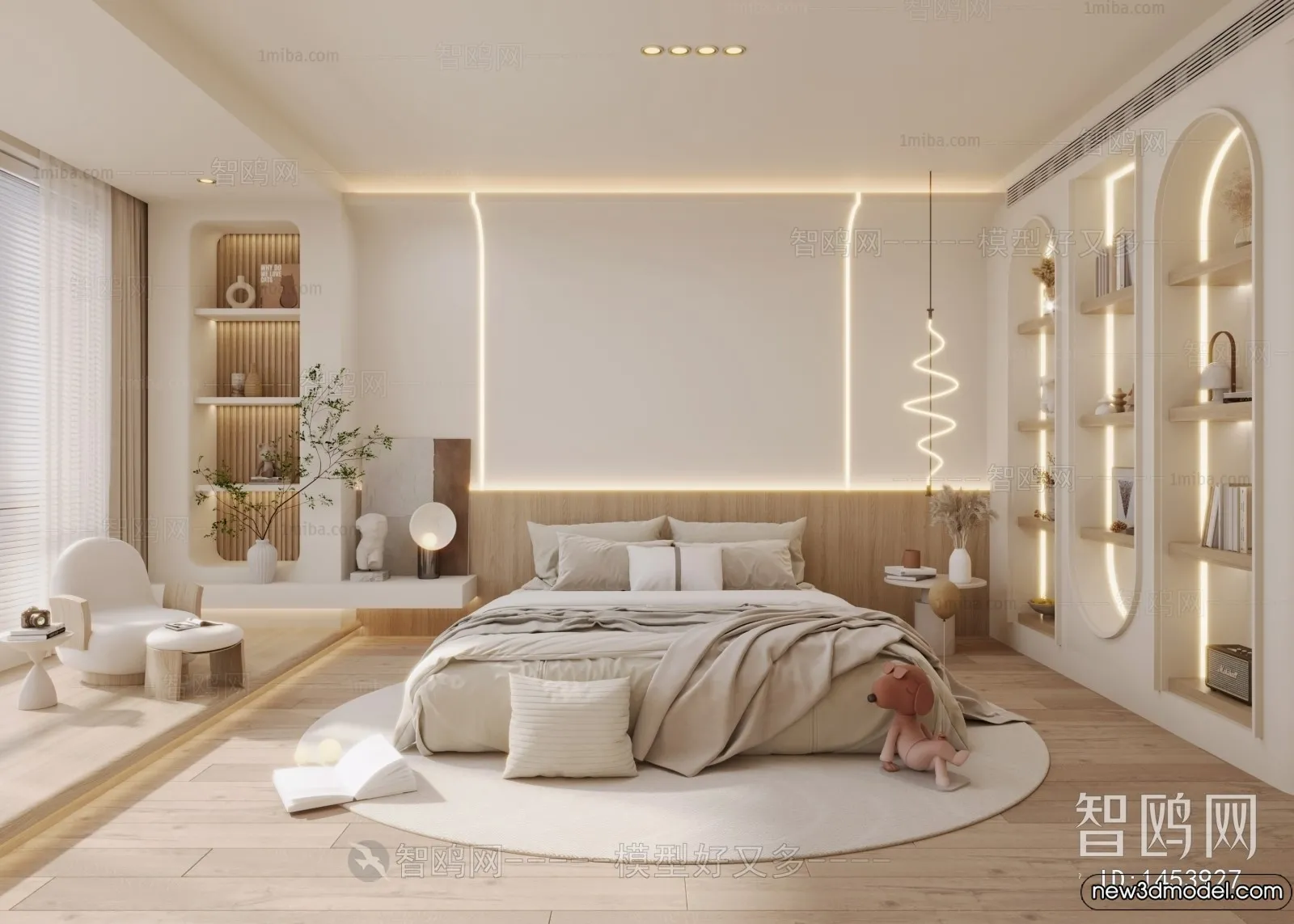 Bedroom – 3D Interior Scenes – Modern Style – 3D Models – 001