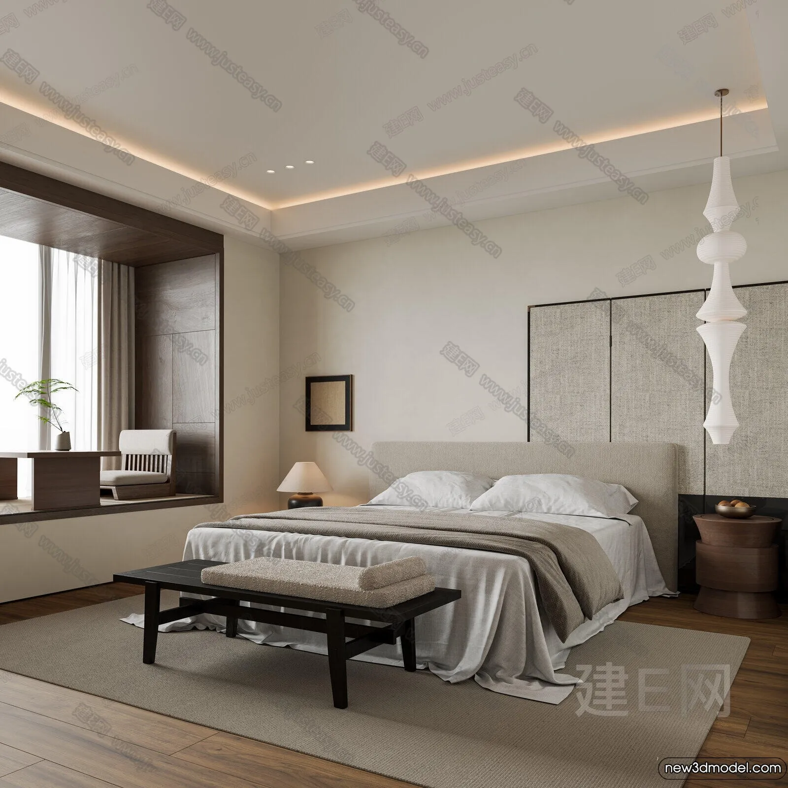 Bedroom – 3D Interior Scenes – Modern Style – 3D Models – 007