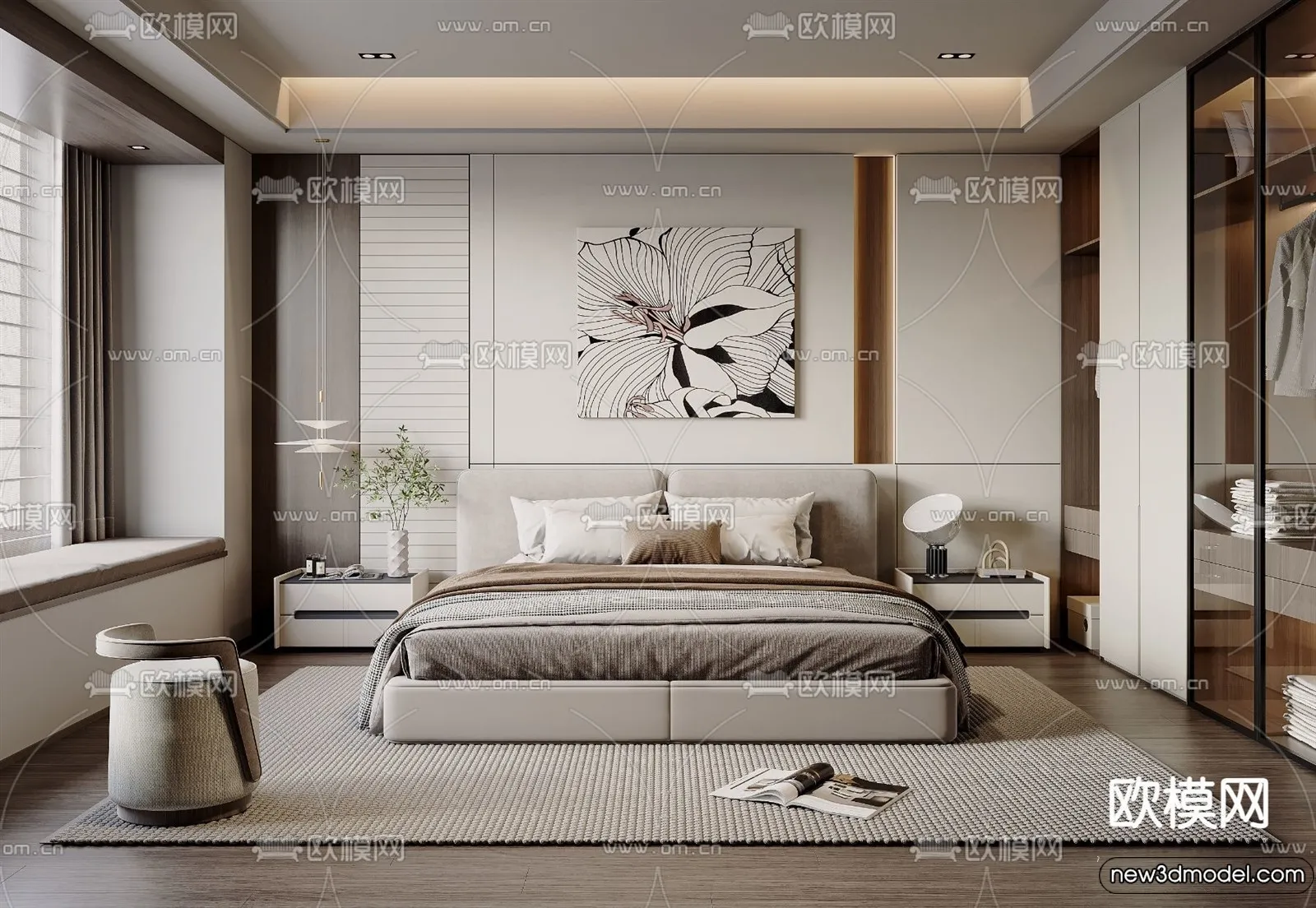 Bedroom – 3D Interior Scenes – Modern Style – 3D Models – 046