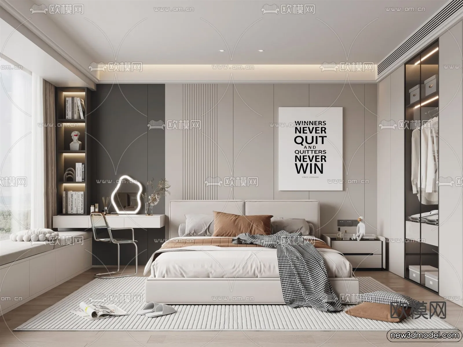 Bedroom – 3D Interior Scenes – Modern Style – 3D Models – 073