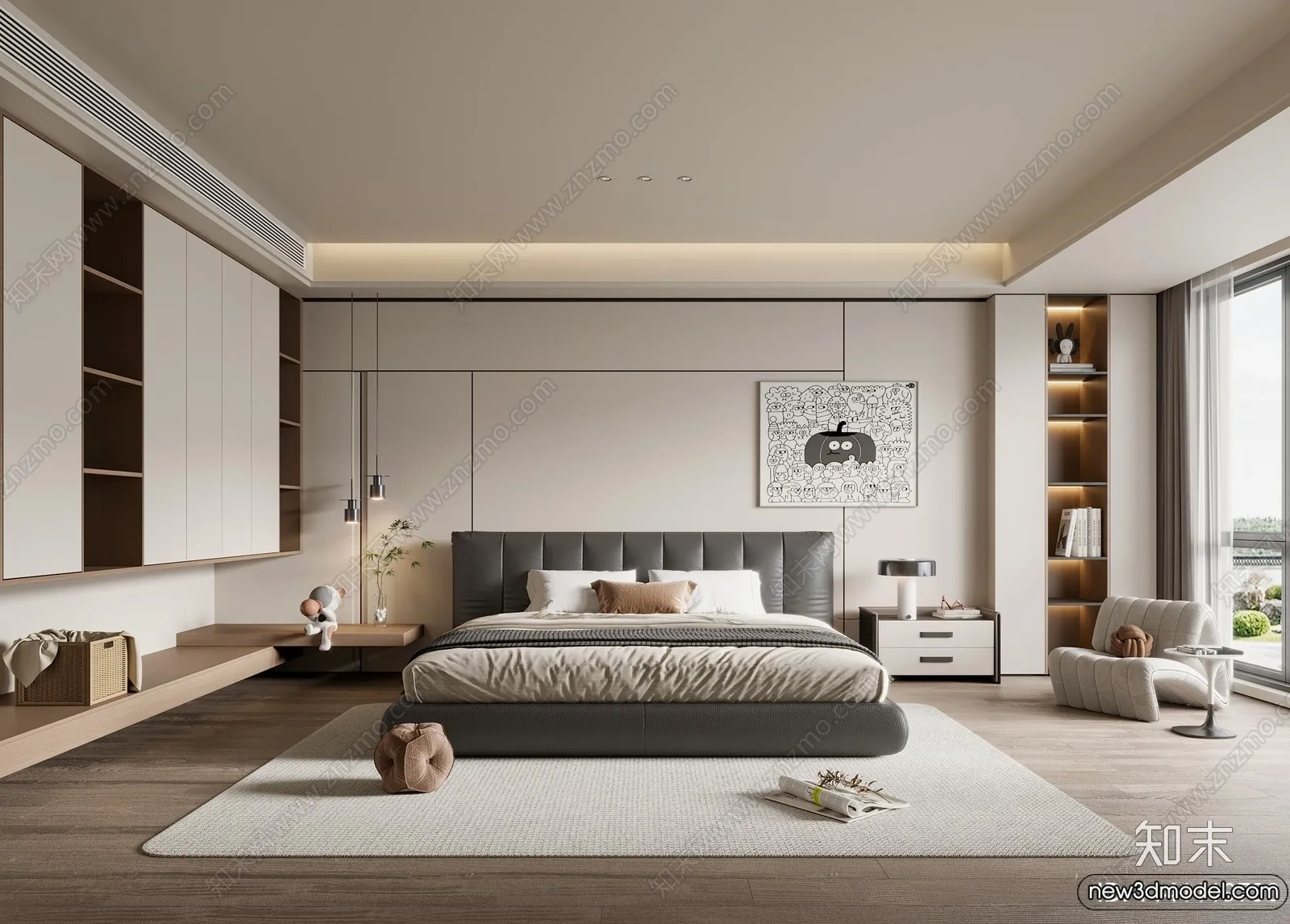 Bedroom – 3D Interior Scenes – Modern Style – 3D Models – 074