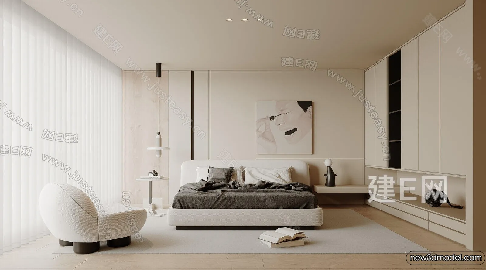 Bedroom – 3D Interior Scenes – Modern Style – 3D Models – 085