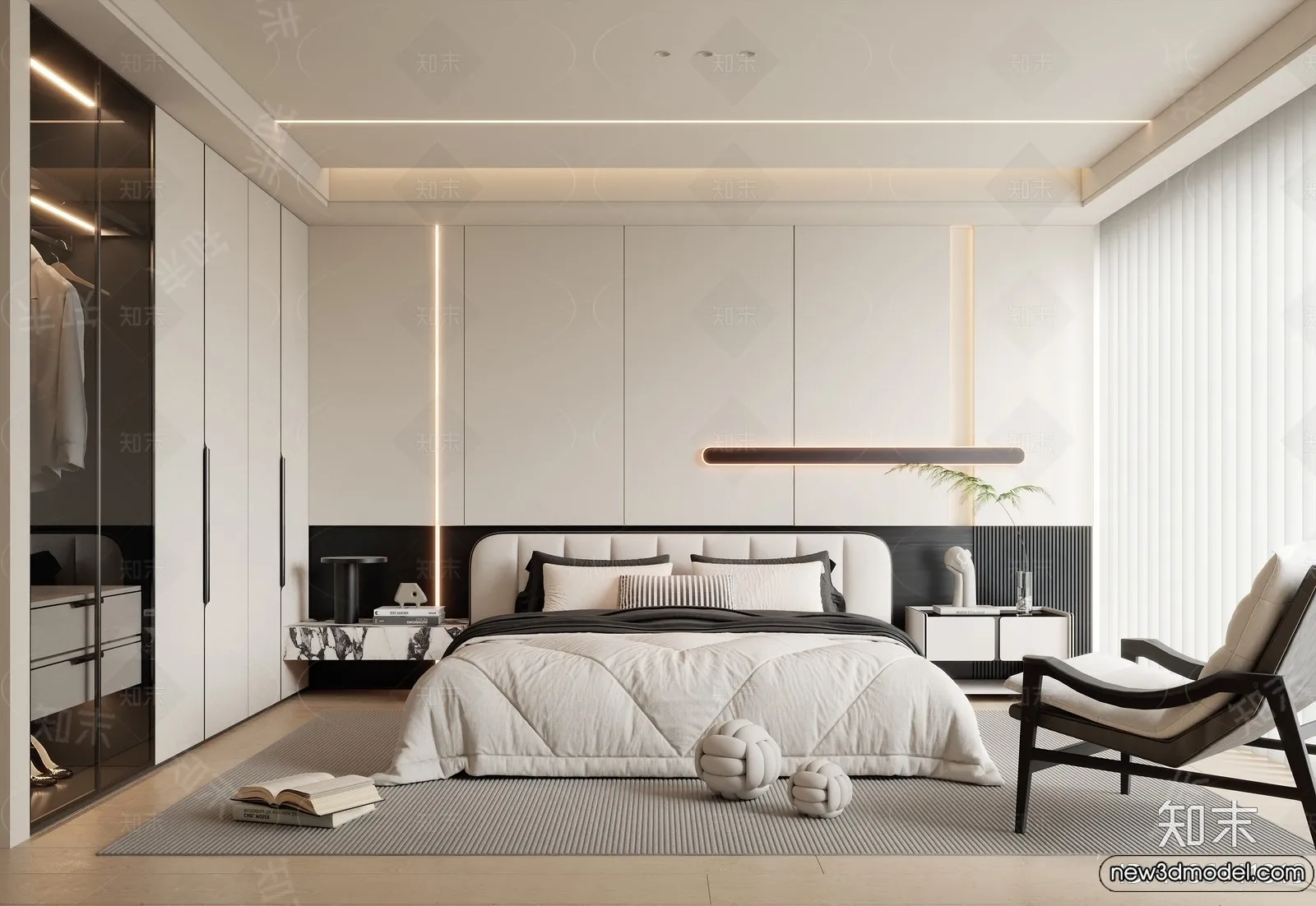 Bedroom – 3D Interior Scenes – Modern Style – 3D Models – 086