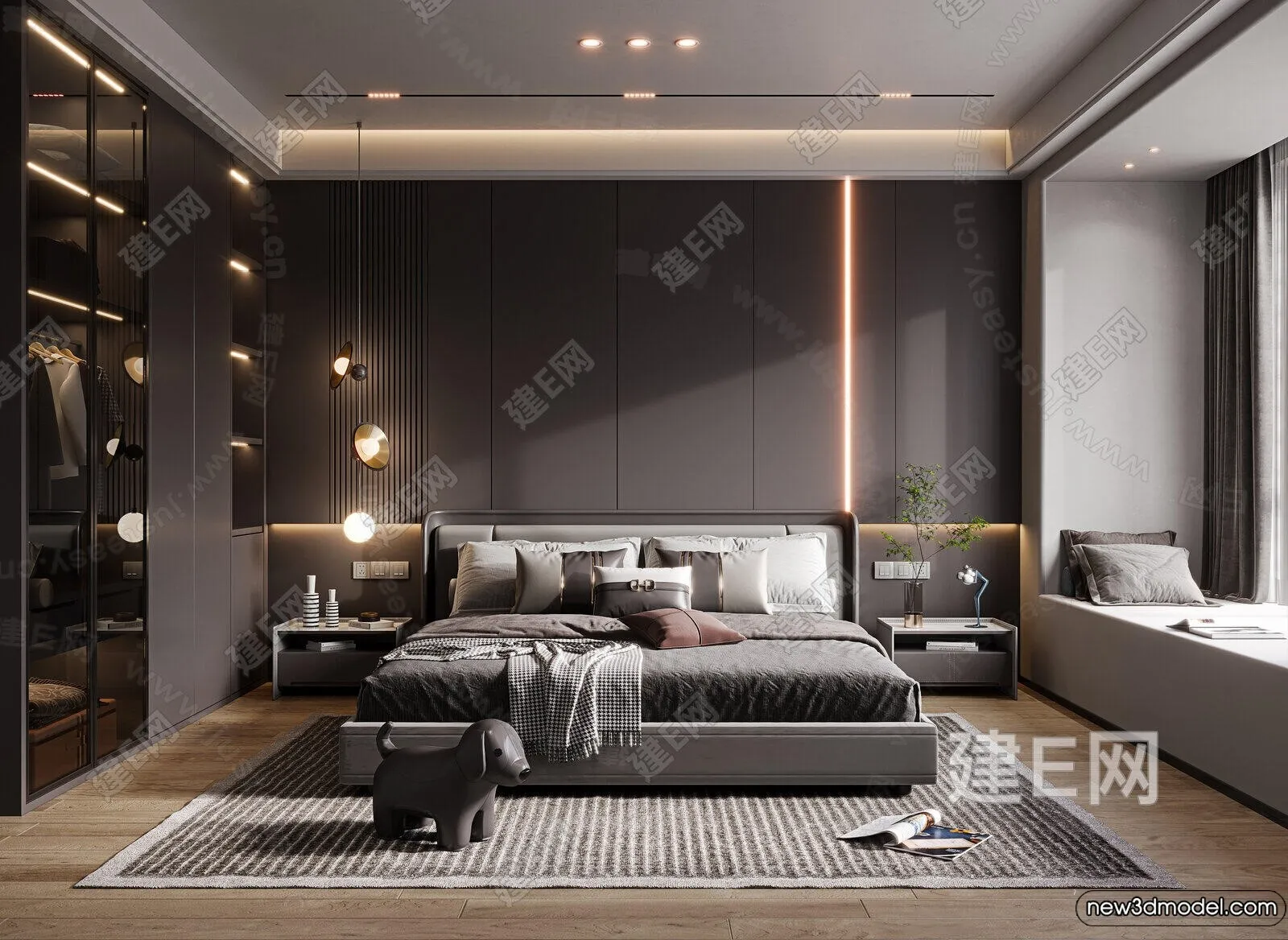 Bedroom – 3D Interior Scenes – Modern Style – 3D Models – 090