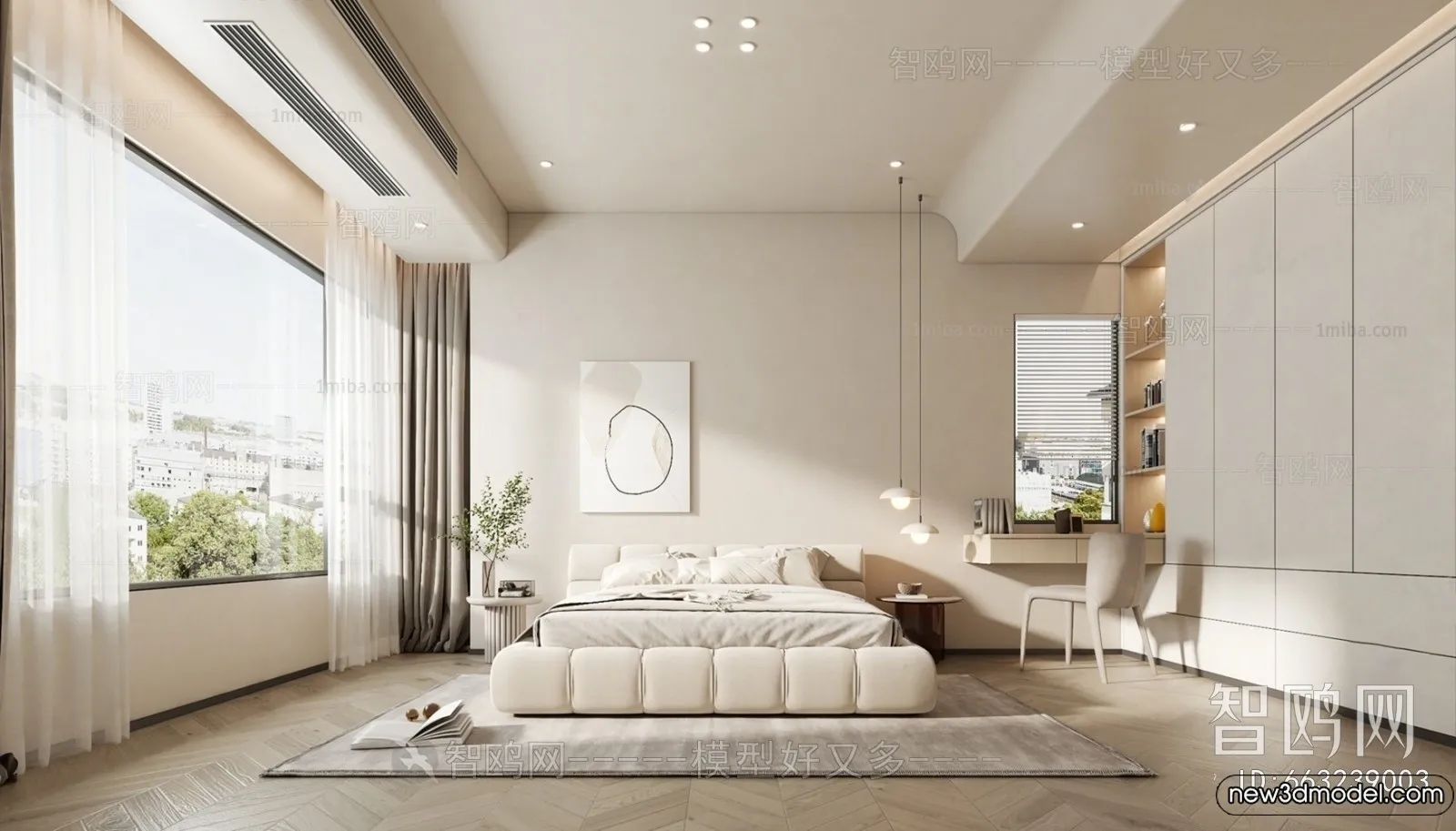 Bedroom – 3D Interior Scenes – Modern Style – 3D Models – 098