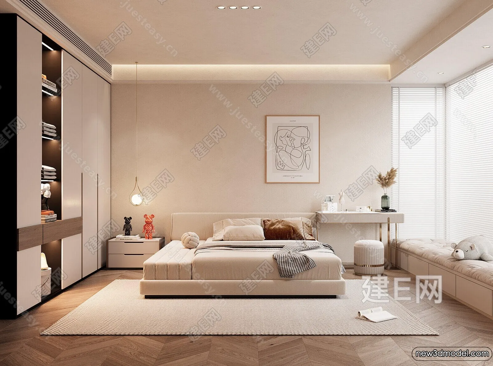 Bedroom – 3D Interior Scenes – Modern Style – 3D Models – 100