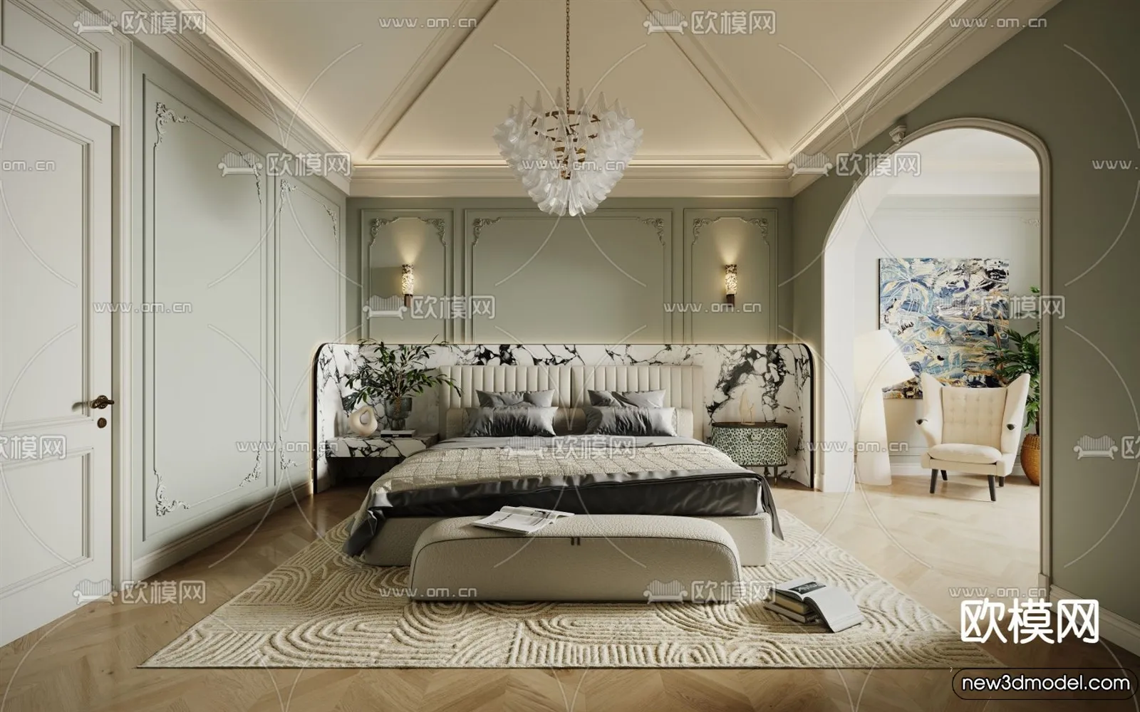 Bedroom – 3D Interior Scenes – Modern Style – 3D Models – 223