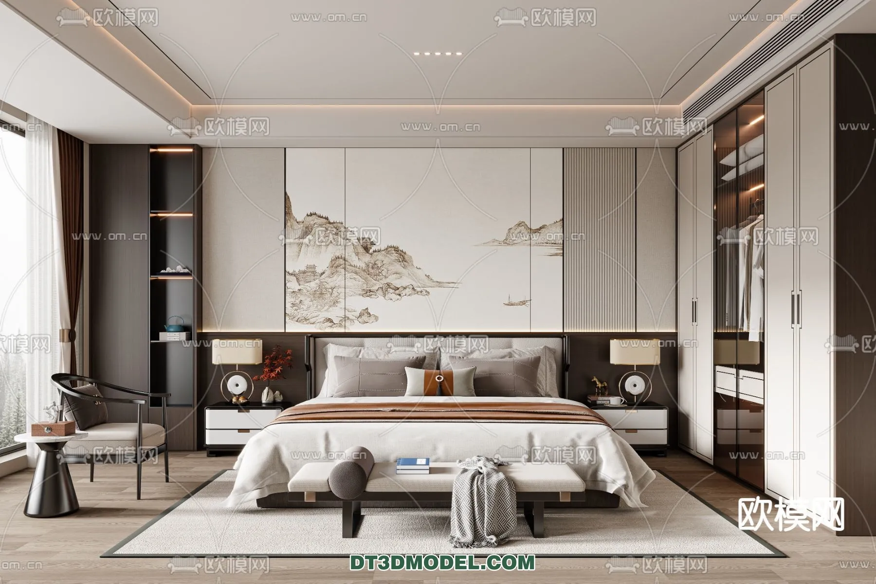 BEDROOM – CHINESE STYLE – 3D Model For Interior Design – 528