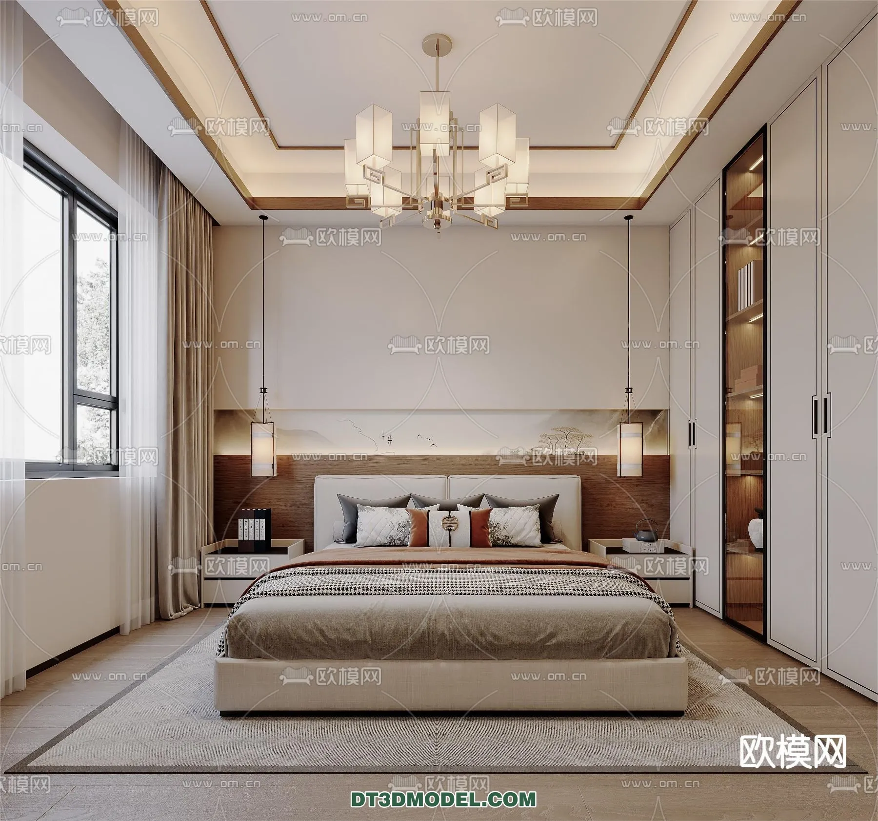 BEDROOM – CHINESE STYLE – 3D Model For Interior Design – 529