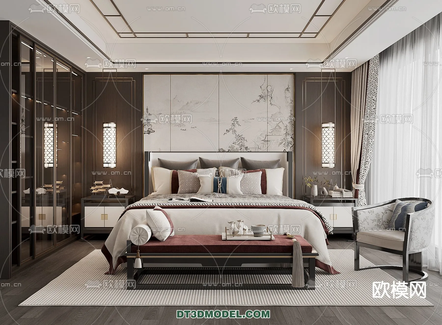 BEDROOM – CHINESE STYLE – 3D Model For Interior Design – 530