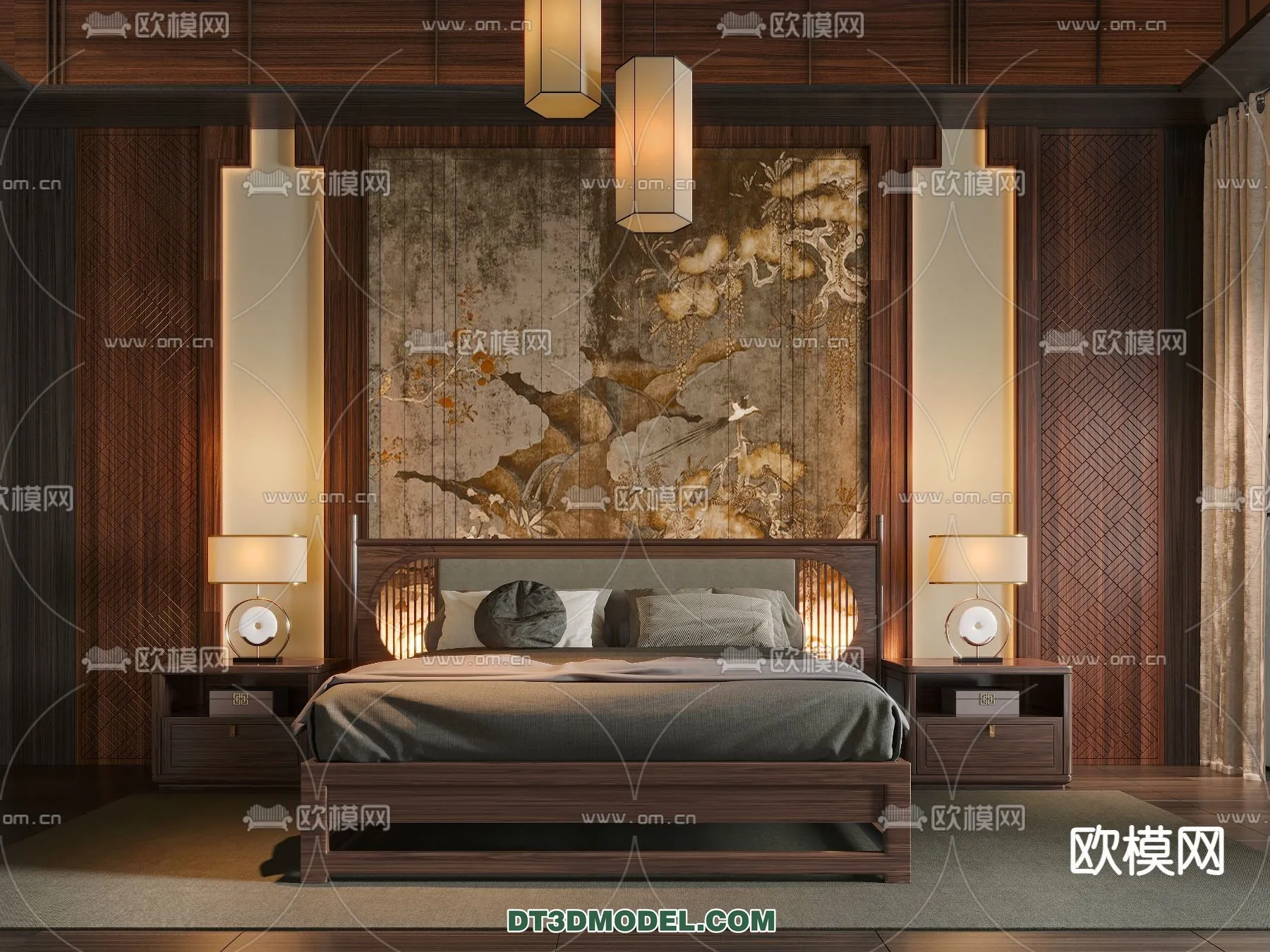 BEDROOM – CHINESE STYLE – 3D Model For Interior Design – 531